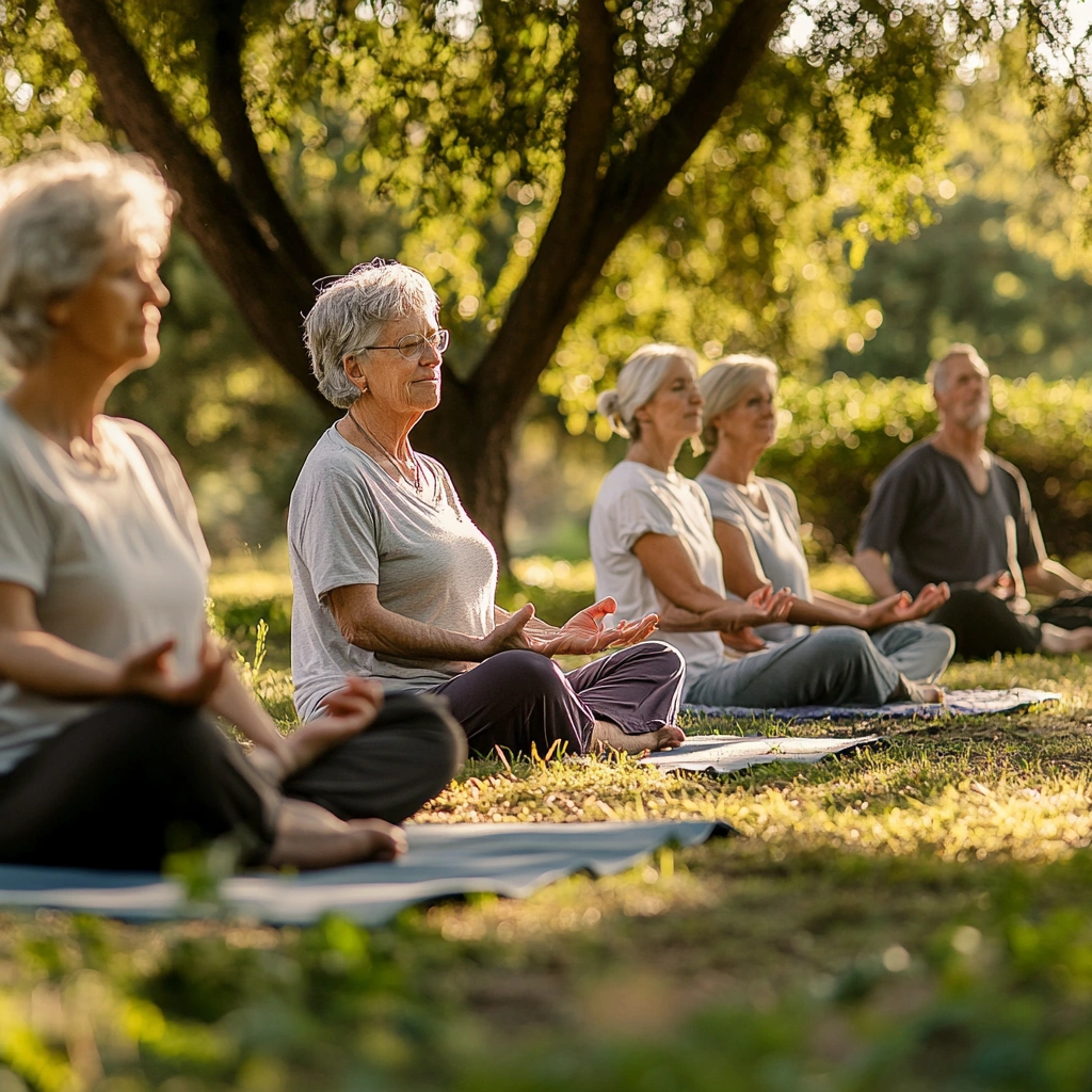 Групове заняття йогою на свіжому повітрі